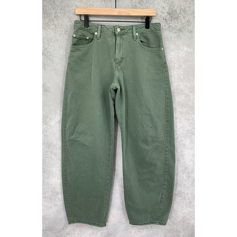 Levis Wide Leg Jeans Womens 28 Green Baggy Dad Barrel 100% Cotton Denim Pants